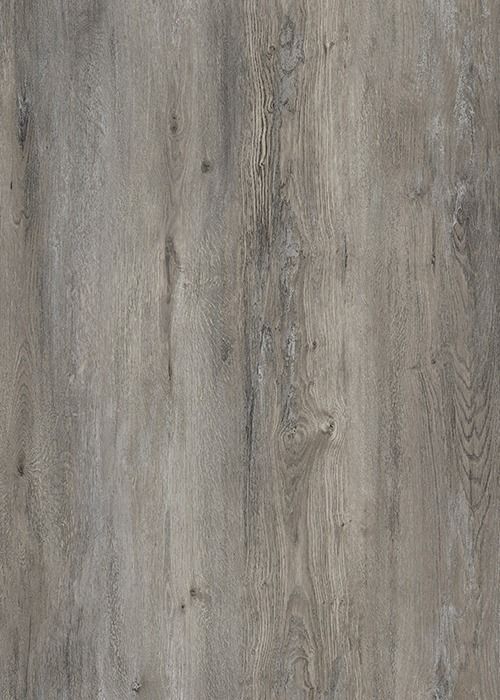 Gray wood-grain flooring with variations in color and texture.