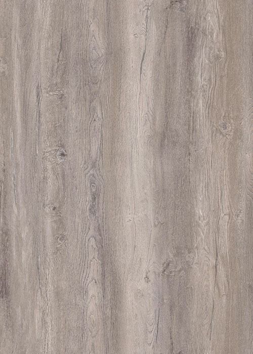 Close-up of light grey-brown wood grain with vertical lines and some knots.