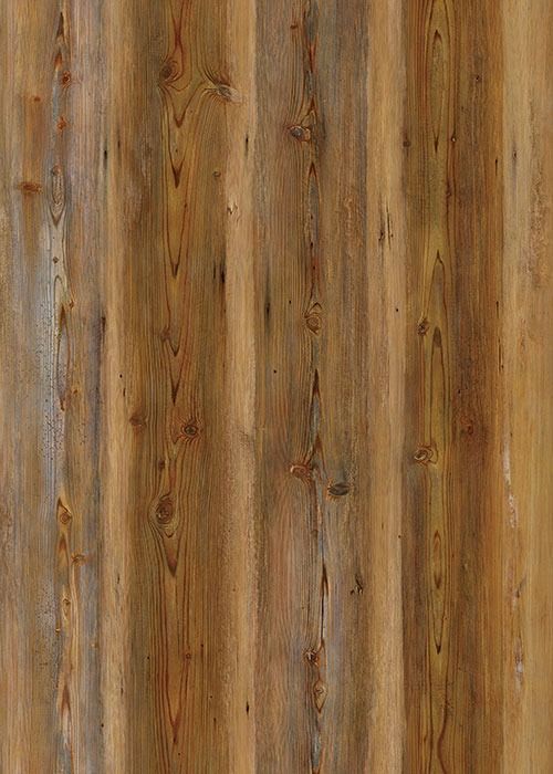 Vertical wooden planks, warm brown tones, knots visible throughout.