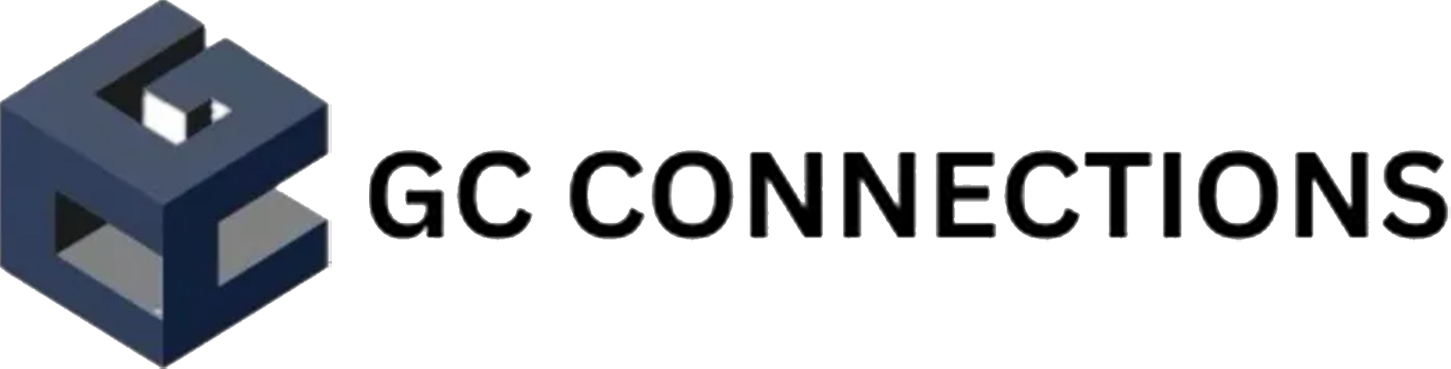 Logo for GC Connections, a dark blue 3D cube with a stylized "GC" design.