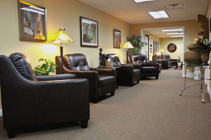 A waiting room for counseling services near Moline, IL