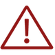 Red warning triangle with an exclamation mark symbol inside.