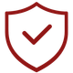 Red shield with a check mark icon