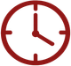 Red clock icon with black hands showing 4:00