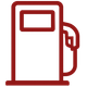 Red outline icon of a gas pump on a white background