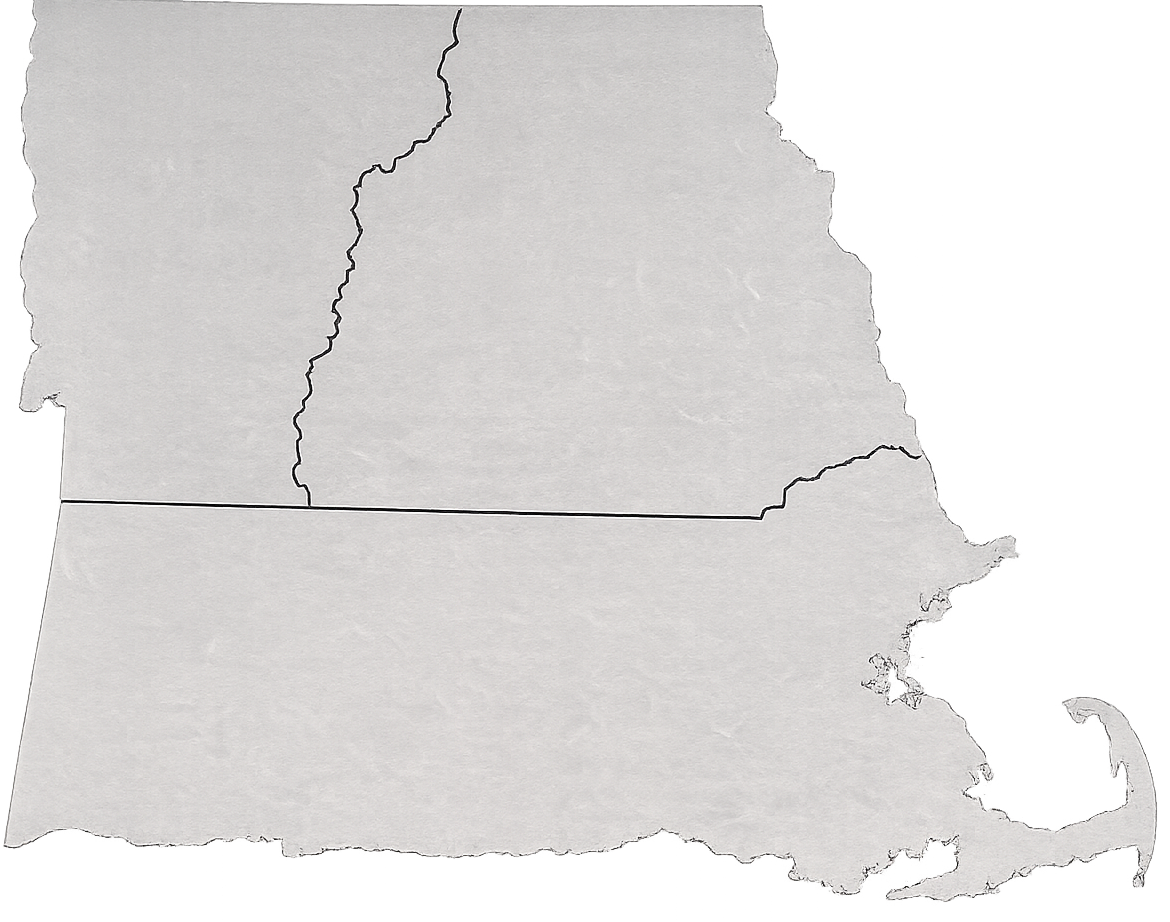 Black outline map on a light gray background, divided into three sections