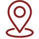 Red location pin icon with a circular center above an oval base outline