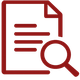 Red document icon with a magnifying glass, suggesting search or document review.