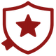Red shield with a star badge inside, in dark red on a white background.