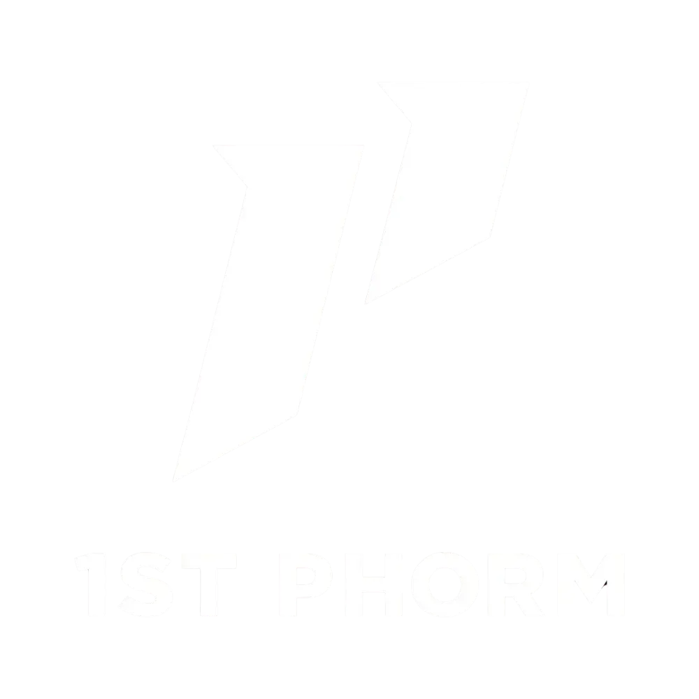 White stylized logo: