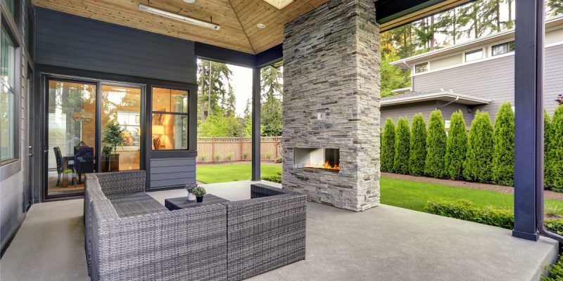 patio extérieur gris