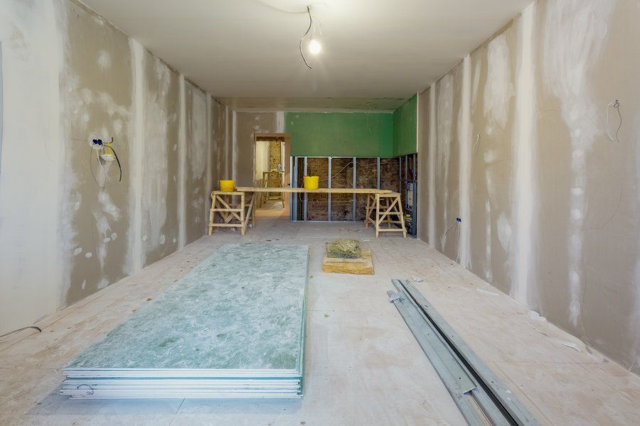 large installation of dry wall after repair from drywall companies