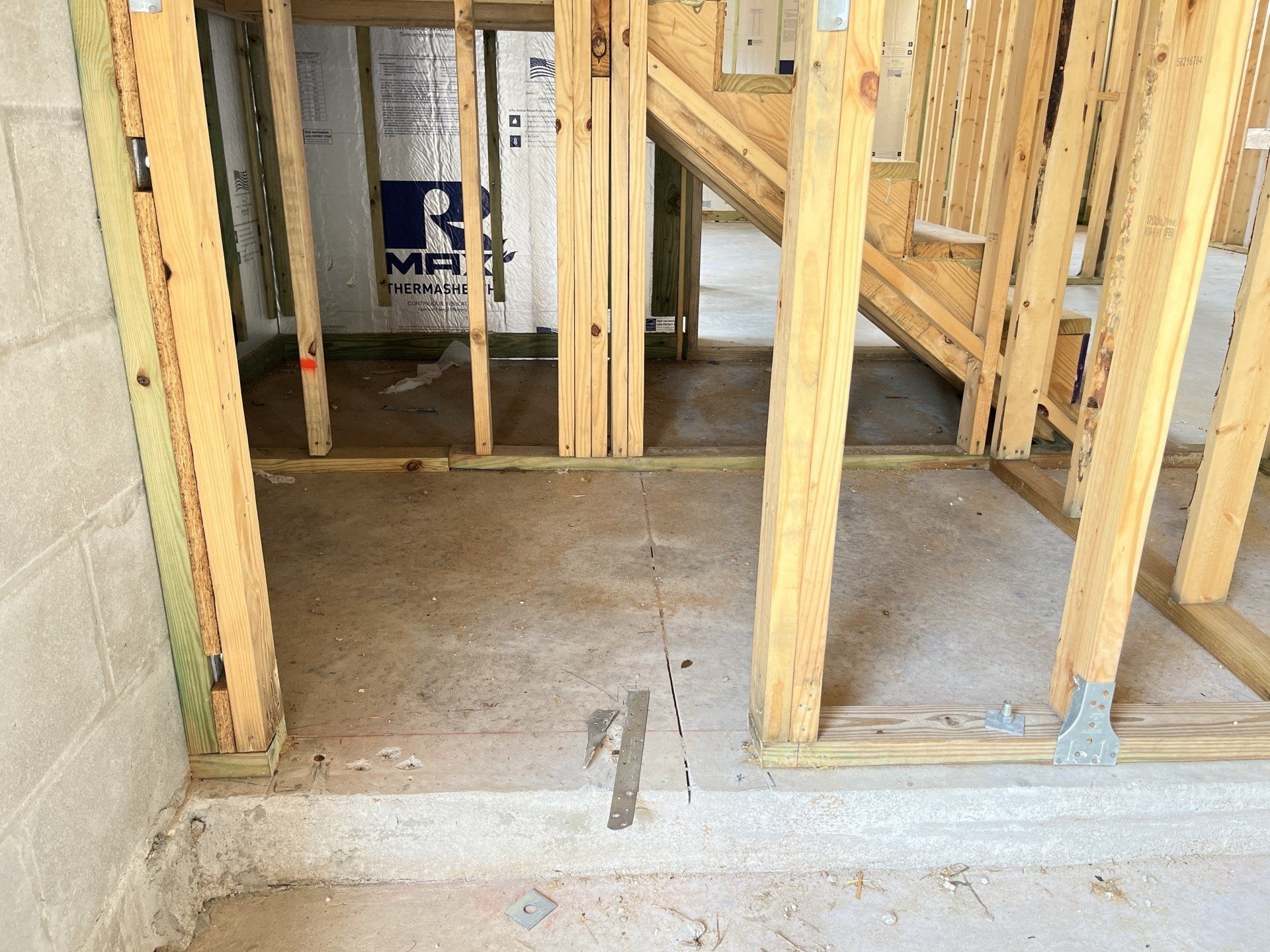 framing on concrete foundation of home addition