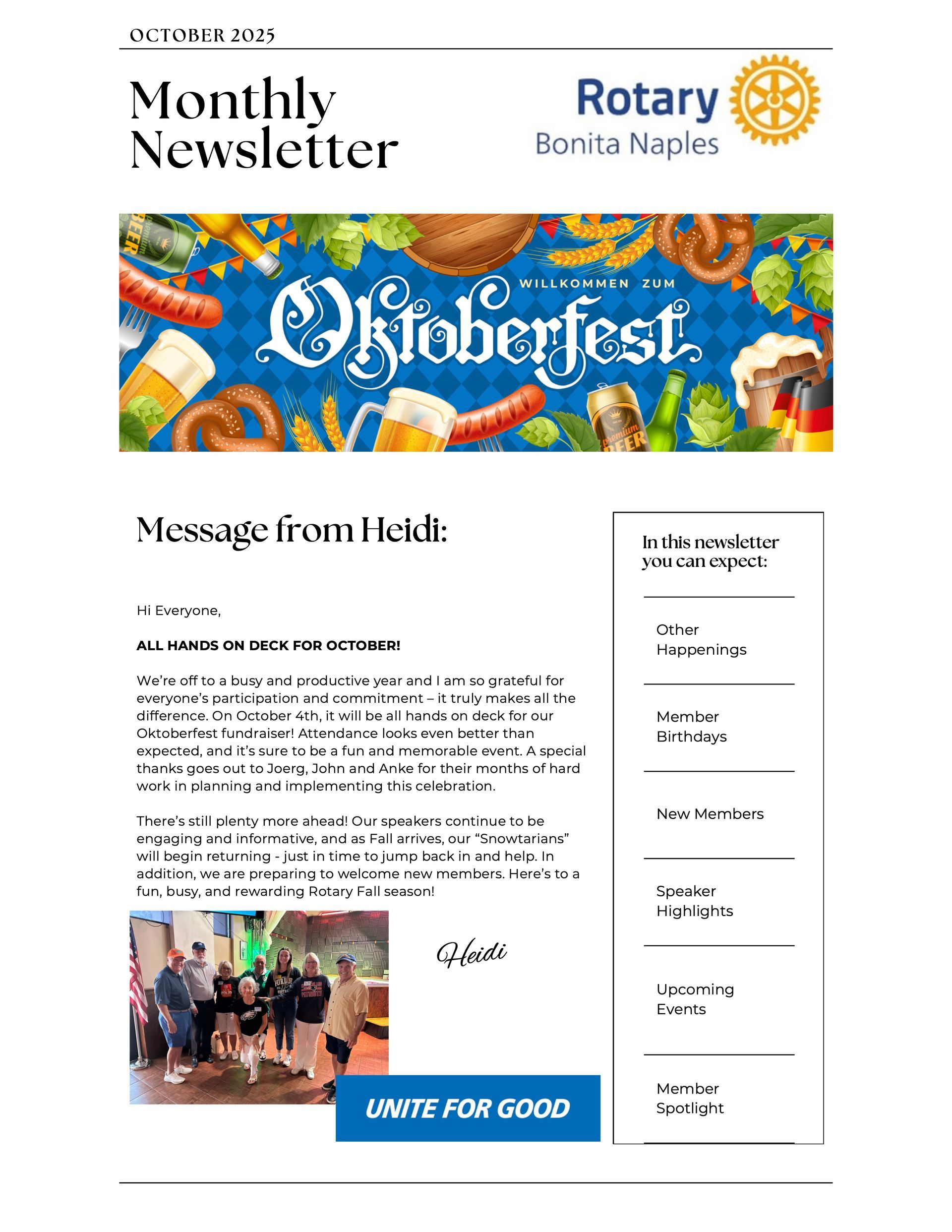A monthly newsletter from the rotary club of buena naples