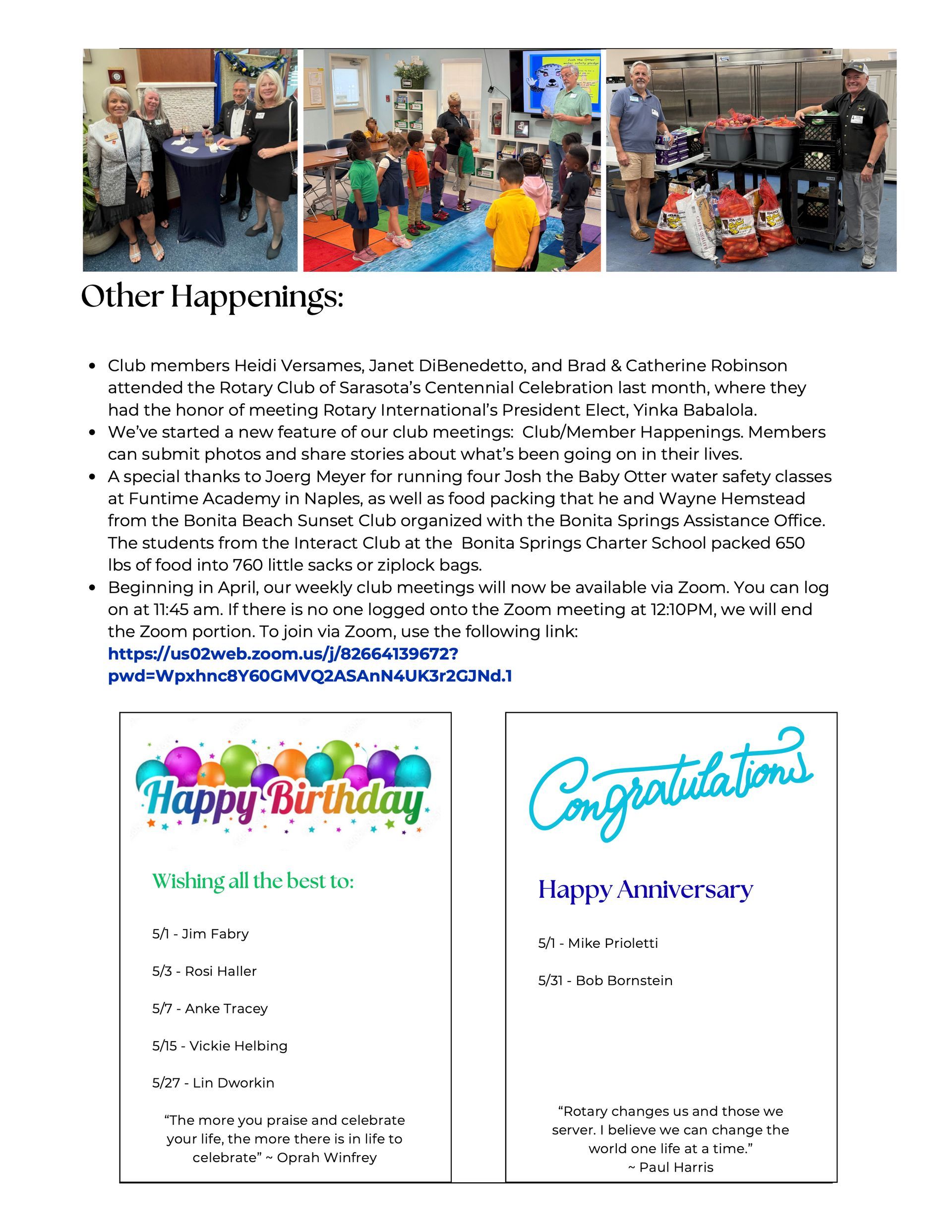A page of a newsletter with a picture of a man and a woman.
