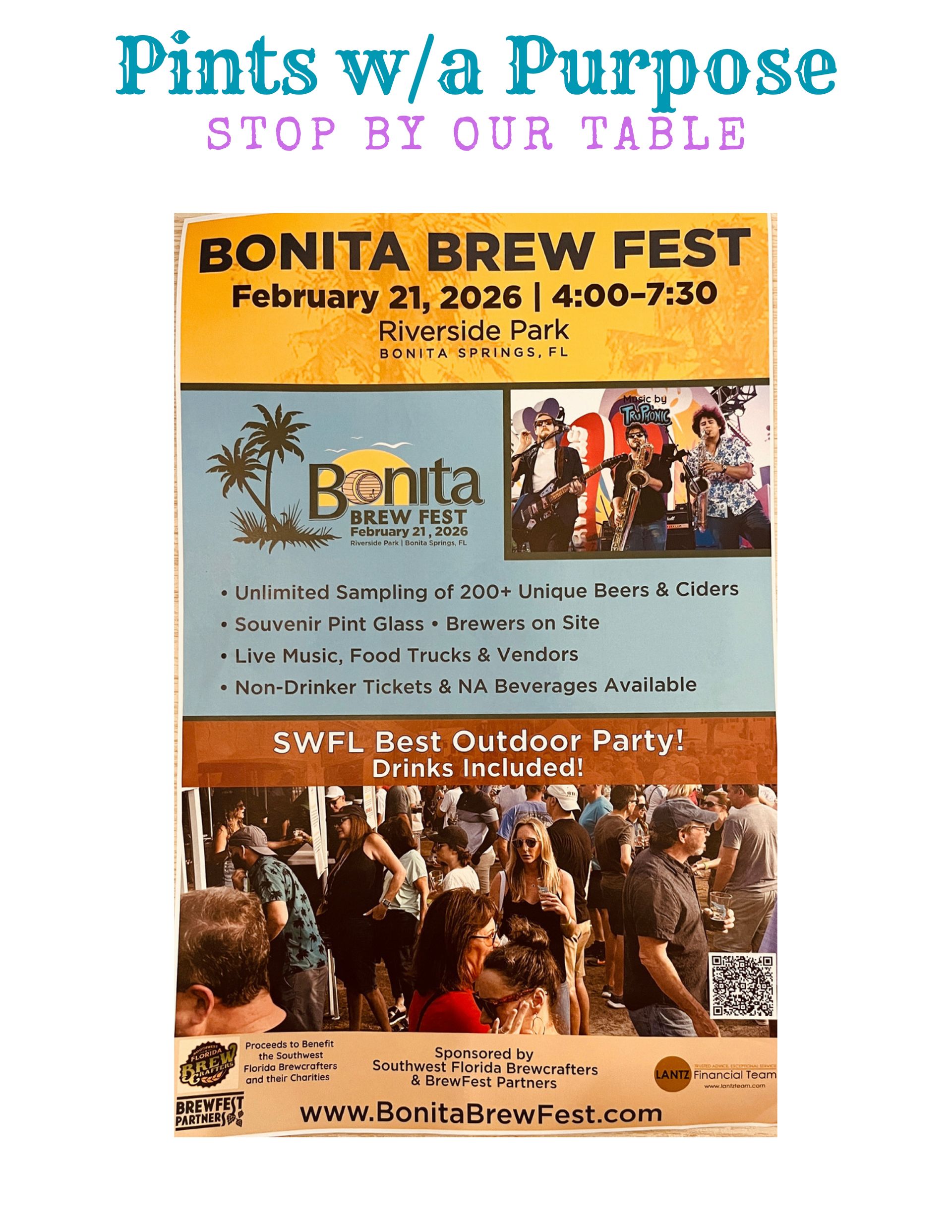 Holiday party at The Stage. People wearing festive attire, posing with Santa, and seated at tables.