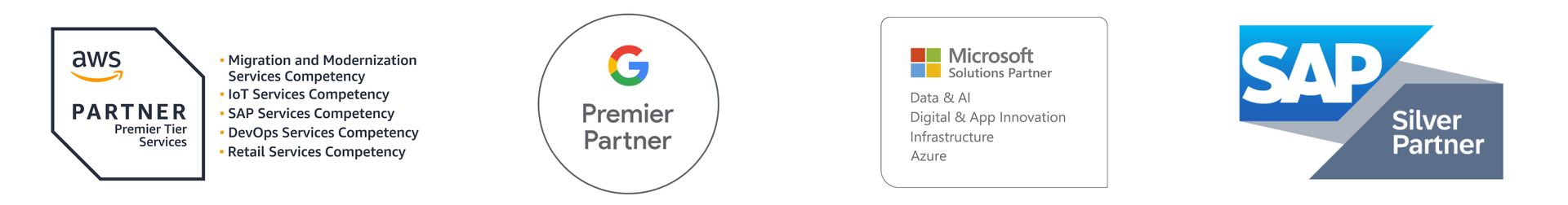 Ein verschwommenes Bild der Microsoft-SAP- und Google-Logos