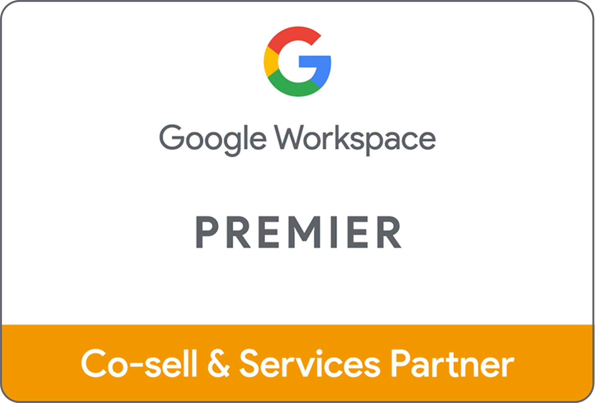 A google premier partner badge on a white background.
