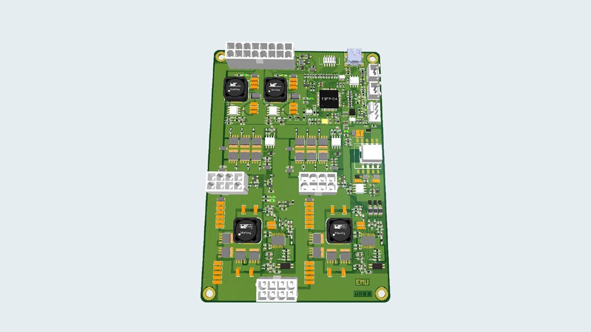 A green electronic board with a lot of electronics on it.