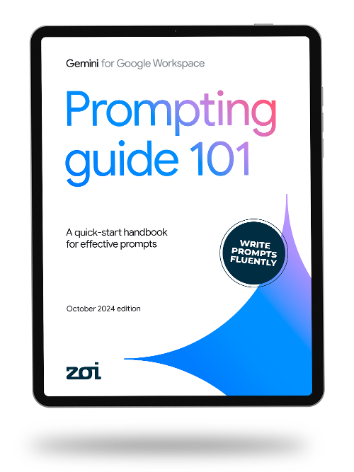 A tablet with the book prompting guide 101 on it