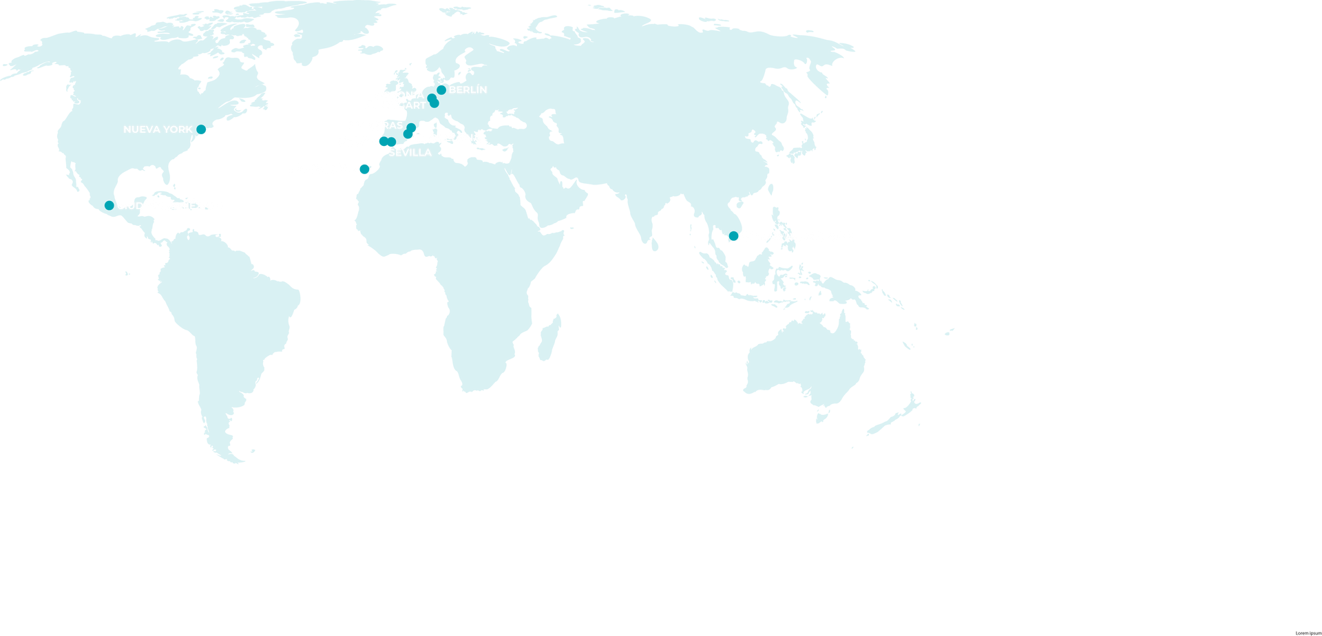 Un mapa del mundo con muchos puntos.