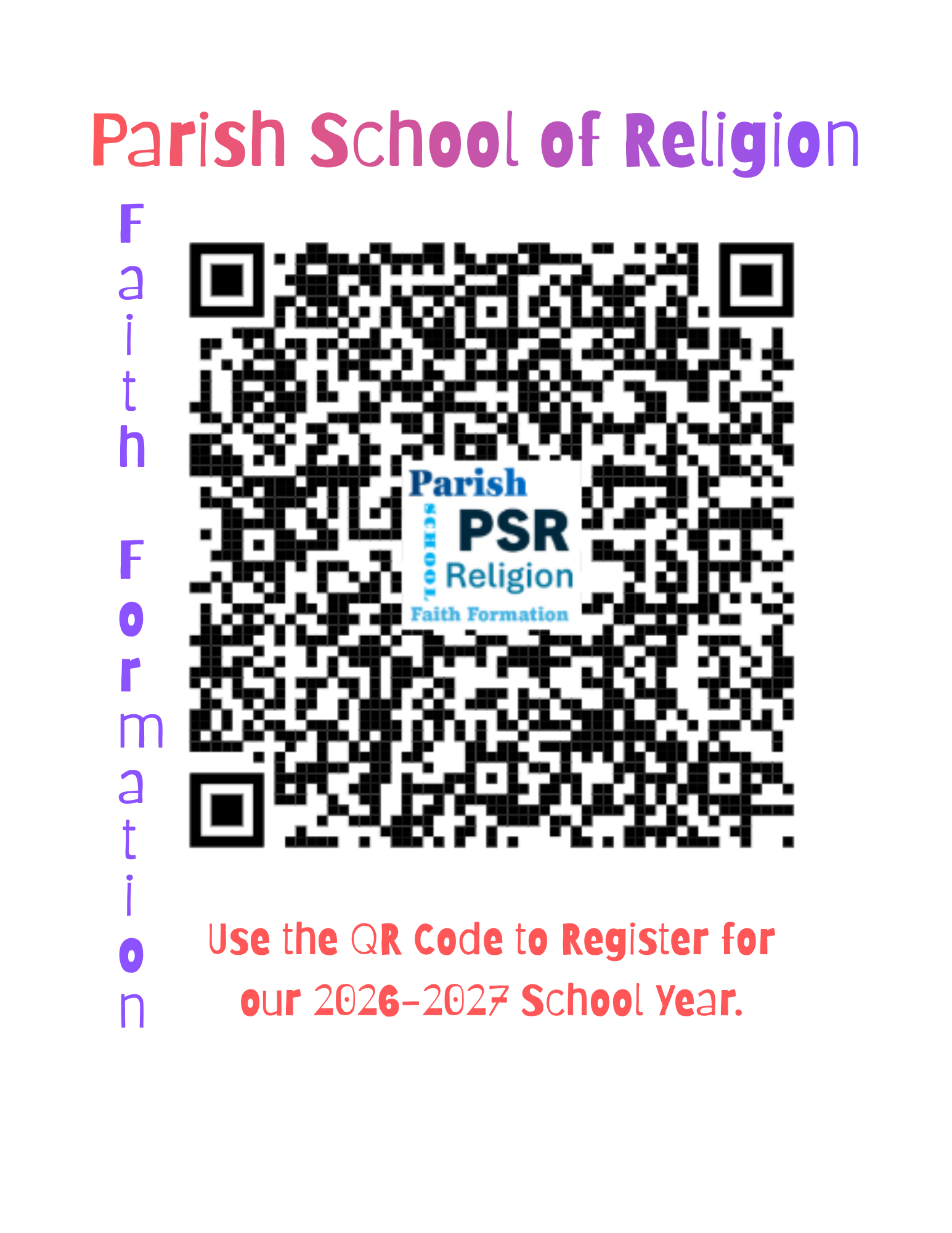 Parish School of Religion QR code for registration