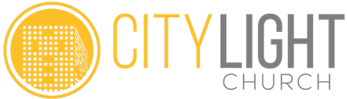 The City Light Church logo features a yellow circle with a grid pattern next to the yellow word CITY and gray word LIGHT.