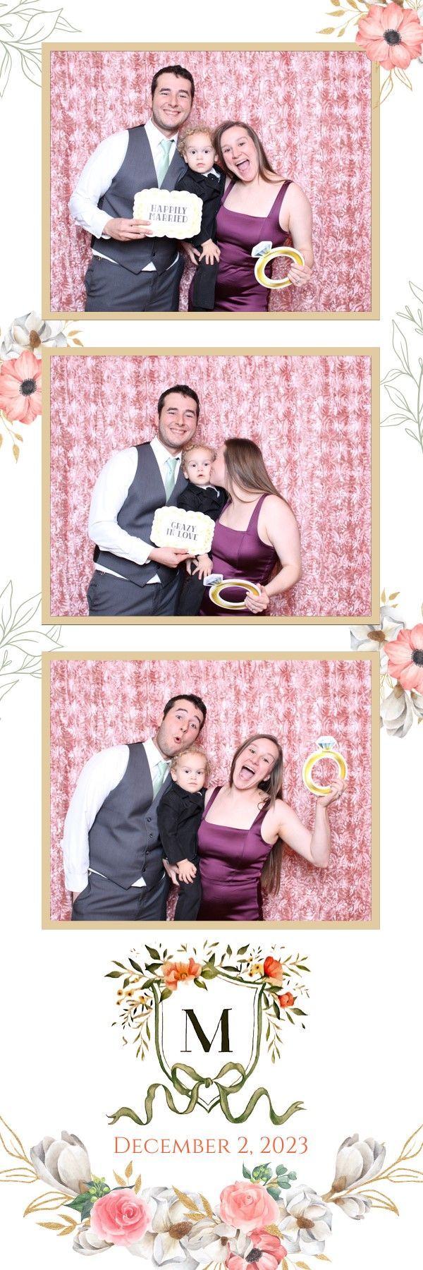 A family is posing for a picture in a photo booth.