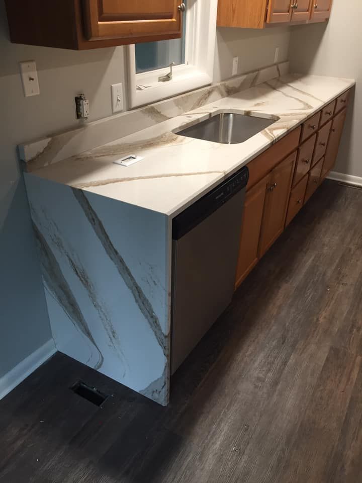 Kitchen with stone countertops installed by Portsmouth Monument Co.
