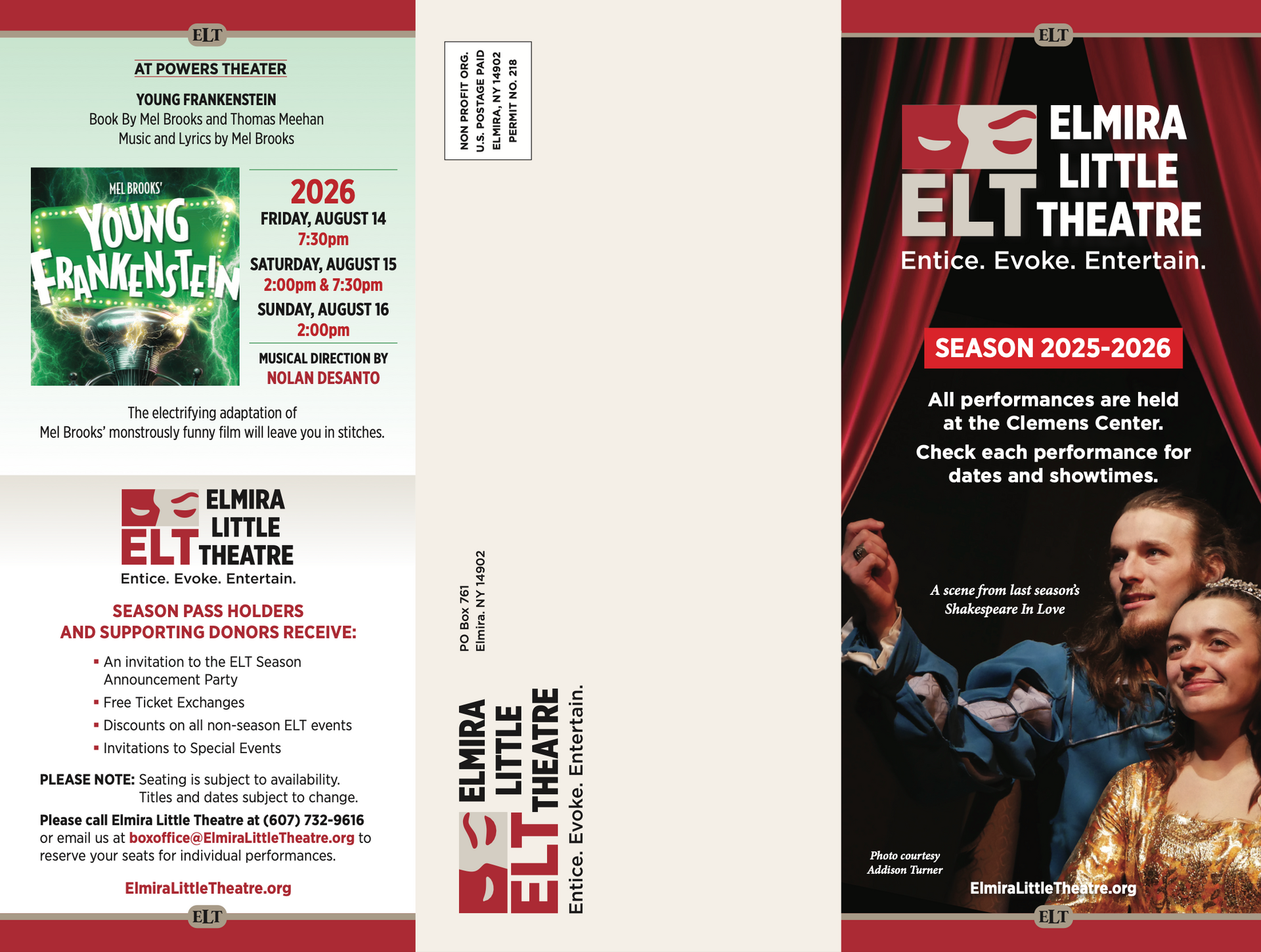 A brochure for the elmira little elt theatre
