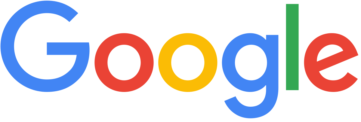 A close up of the google logo on a white background