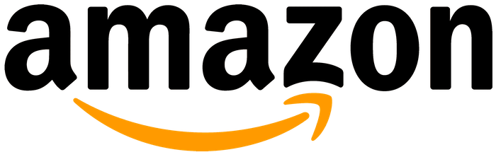 A close up of the amazon logo on a white background.