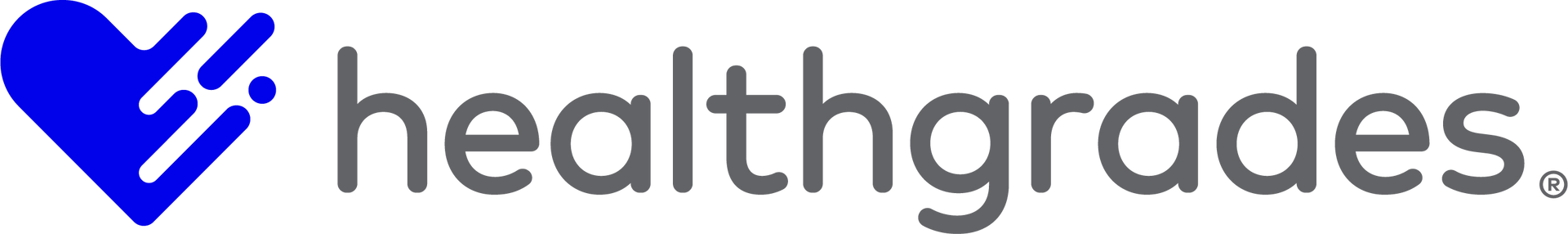 A logo for healthgrades with a blue heart