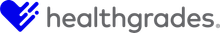 A logo for healthgrades with a blue heart