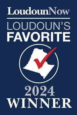 A blue sign that says loudoun 's favorite 2024 winner
