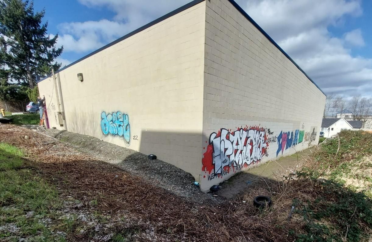 Exterior Wall Before Graffiti Removal - Seattle, WA - ASAP Graffiti Removal