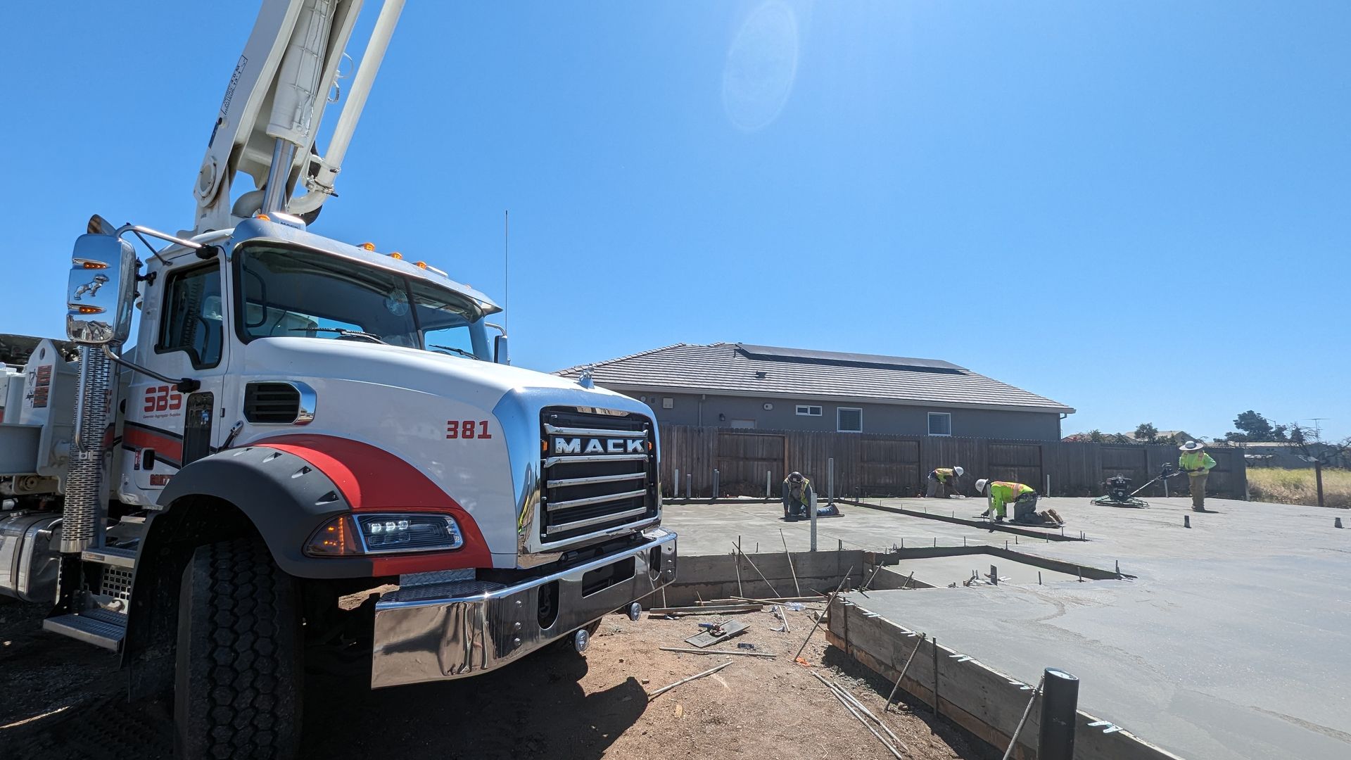 SBS concrete pump on a local jobsite.