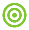 A green and white target with a circle in the middle.