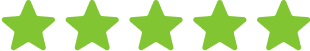 A row of green stars on a white background.