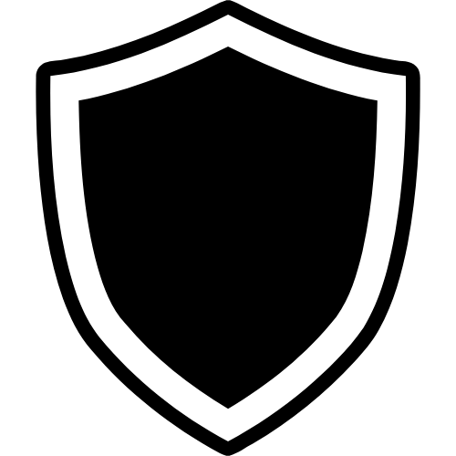 A black and white shield with a white border free icon