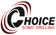 Choice Sonic Drilling logo with black and red circular swoosh around the word “Choice”