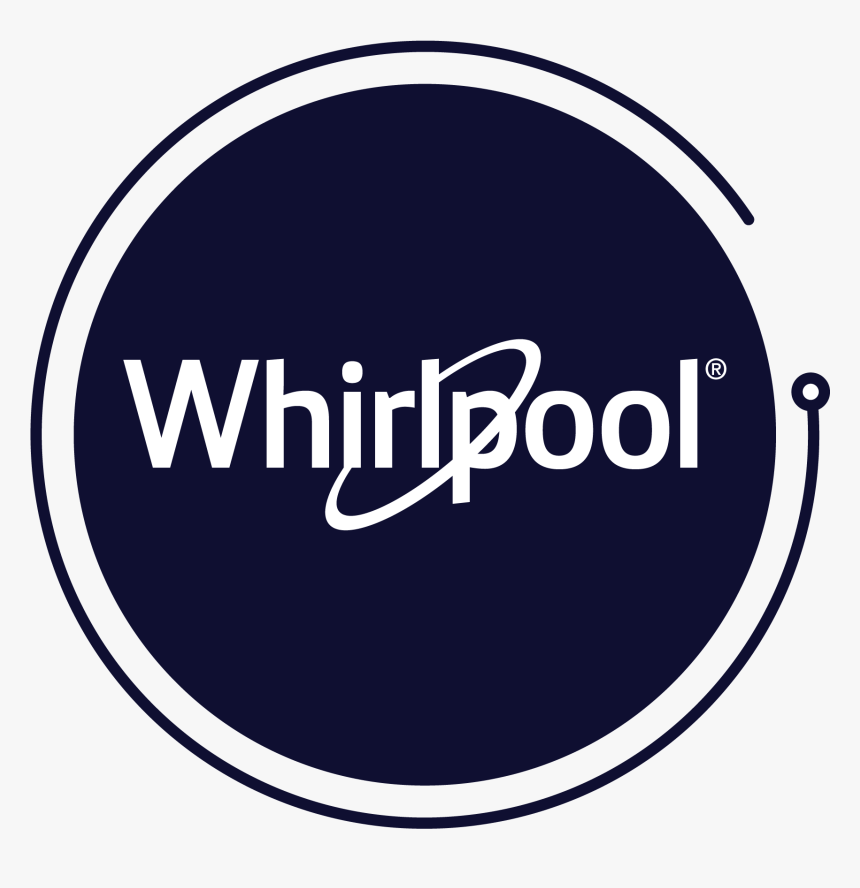 a whirlpool logo in a blue circle on a white background