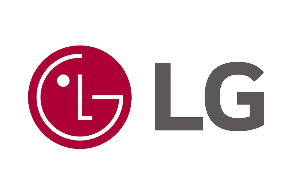 the lg logo is shown on a white background