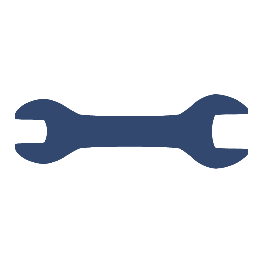 Blue wrench tool on a white background.