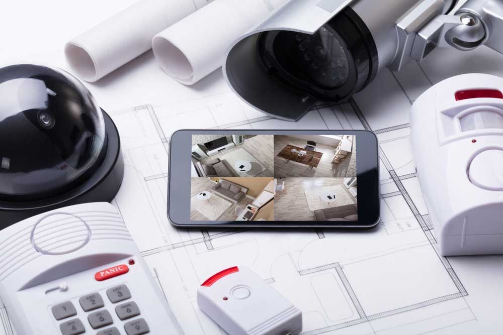 Security System On Mobile Phone With Security Equipment