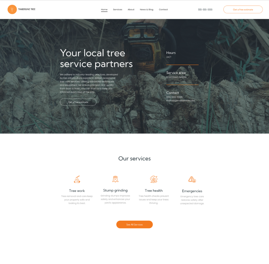 tree service website design example 4