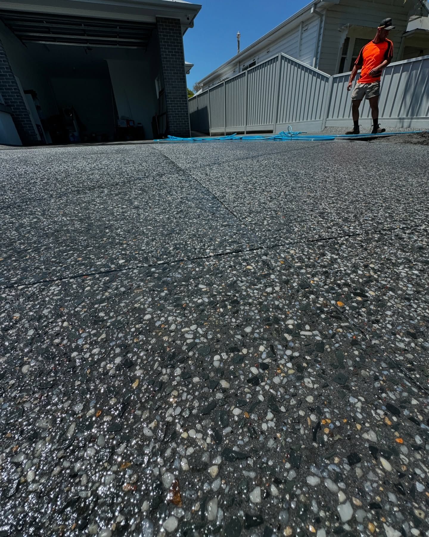 A Recently Laid Exposed Aggregate Concrete Driveway — JDB Concreting in Robertson, NSW