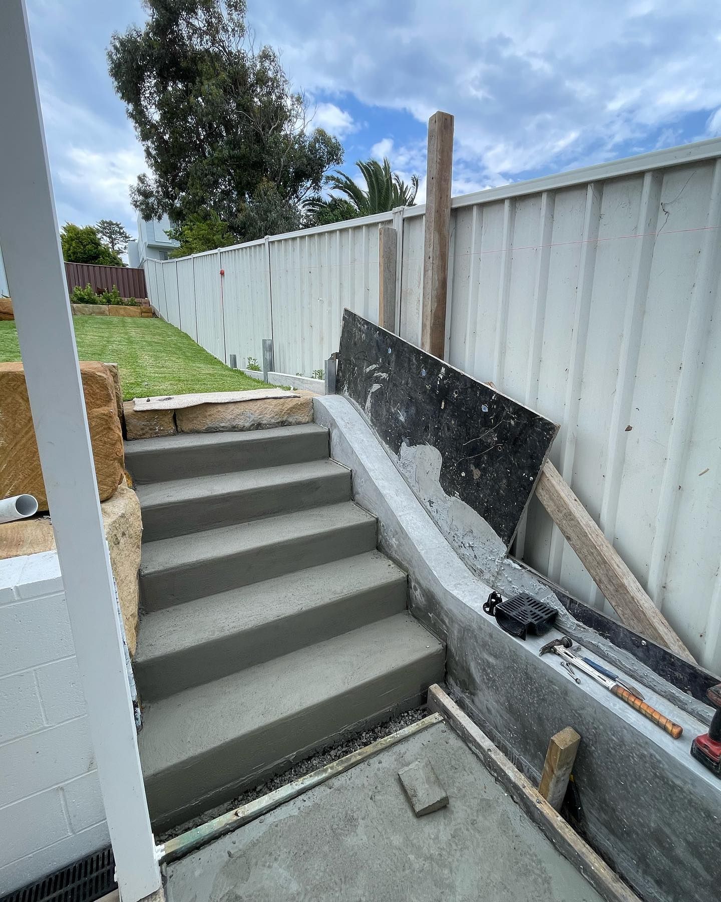Newly Constructed Gray Concrete Steps — JDB Concreting in Horsley, NSW
