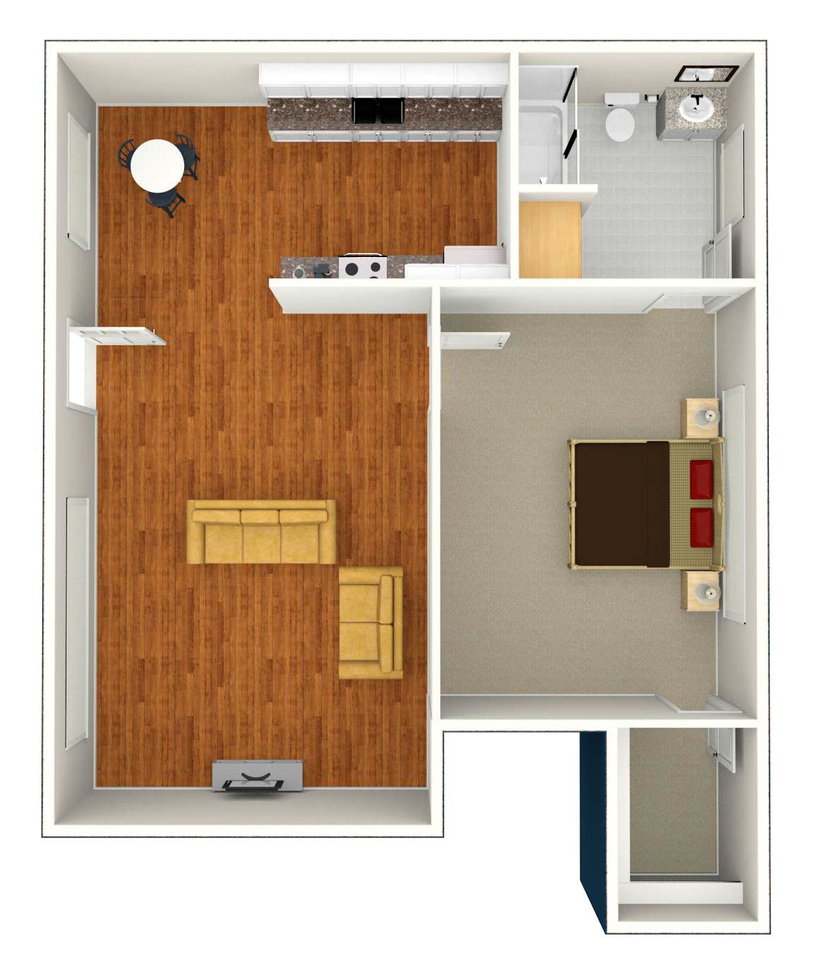 1 Bed | 1 Bath 600 Sq Ft