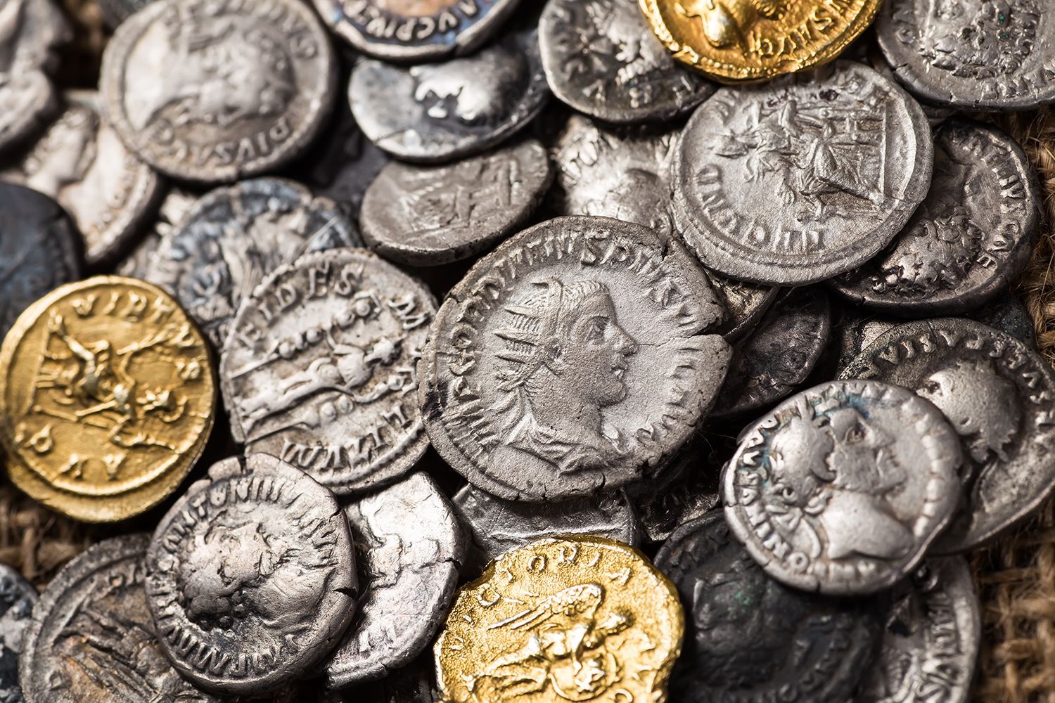Ancient coins of the Roman Empire.